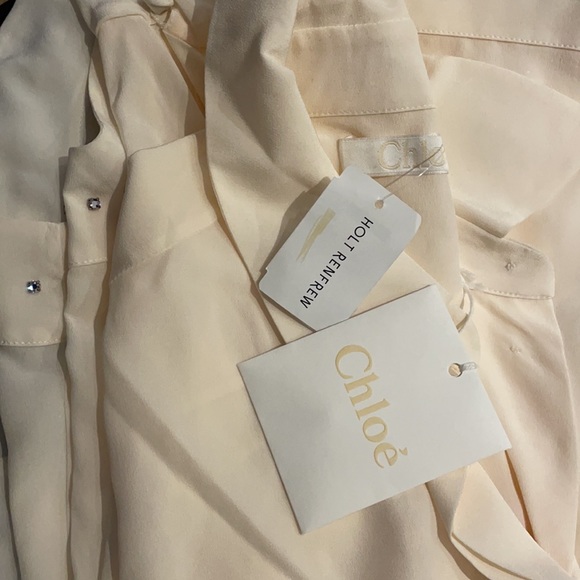 Designer Chloe Blouse w gems and removable tie. - Picture 4 of 7